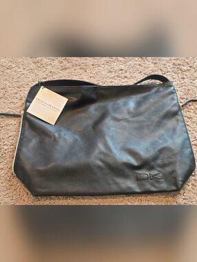 Donna Karan Cashmere Collection Black Messenger/Cosmetic Tote